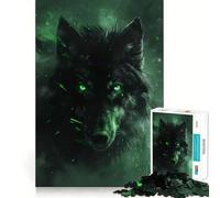 Rompecabezas de 1000 Piezas Black Wolf Guardian,Corte Impecable,Divertido,Juguete para estimular la Mente,Juego para el Tiempo Libre,Regalo artístico de Navidad 38x52cm