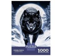 Rompecabezas De 1000 Piezas Black Wolf in Winter Moonlight Rompecabezas para Adultos Juego De Ingenio Difícil Difícil Único Cumpleaños Y Regalos 52x38cm/1000pcs