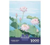 Rompecabezas De 1000 Piezas Blue Japanese Lotus Flower Rompecabezas para Adultos Juegos Relajantes Decoración del Hogar Cumpleaños Y Navidad 38x26cm/1000pcs