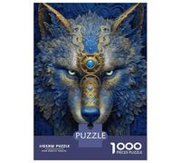 Rompecabezas De 1000 Piezas Blue Neon Wolf Rompecabezas para Adultos Juego De Ingenio Difícil Difícil Único Cumpleaños Y Regalos 38x26cm/1000pcs