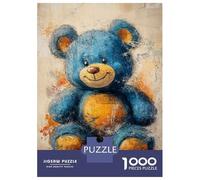 Rompecabezas De 1000 Piezas Blue Teddy Bear Art Rompecabezas para Adultos Juego De Ingenio Análisis Y Lógica Cumpleaños 38x26cm/1000pcs