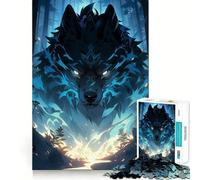 Rompecabezas de 1000 Piezas Blue Wolf Spirit,Juego de articulaciones afiladas,Entrenamiento Mental Divertido,Juego para Momentos acogedores,decoración navideña para la Pared 50x75cm