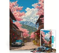 Rompecabezas de 1000 Piezas BMW en una Calle Japonesa con cerezos en Flor Arte de Corte preciso,Actividad de Juego Inteligente,Tiempo de Juego Tranquilo,Regalo de decoración de cumpleaños 38x52cm