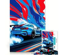 Rompecabezas de 1000 Piezas BMW M Azul,diseño de derrape,Corte preciso,Juego de lógica,Juego Relajante,decoración navideña para el hogar 50x75cm
