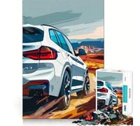 Rompecabezas de 1000 Piezas BMWxSUV en Carretera del Desierto Juego de Bordes, Juguete para Entrenar la Mente,diversión para Jugar despacio,Regalo de cumpleaños 38x26cm