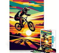 Rompecabezas de 1000 Piezas BMX Sunset WPAP Pop Art,articulaciones precisas,diversión,Juego para ejercitar la Mente,Juego para Momentos de Paz,decoración navideña 38x26cm