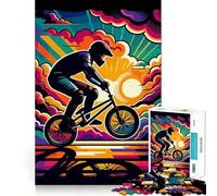 Rompecabezas de 1000 Piezas BMX WPAP Sunset Pop Art,diversión para Todos los Gustos,Juego Que estimula la Mente,Tiempo de Juego Tranquilo, 38x26cm