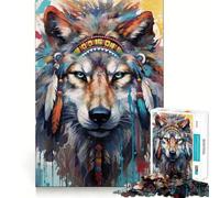 Rompecabezas de 1000 Piezas Boho Spirit Wolf,articulación precisa,Actividad Cerebral Inteligente,diversión para Relajarse,Regalo de cumpleaños 38x52cm