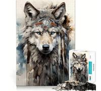 Rompecabezas de 1000 Piezas Boho Spirit Wolf con Corte preciso,Juego Mental,Regalo fácil de Jugar,Regalo Divertido de cumpleaños 38x26cm