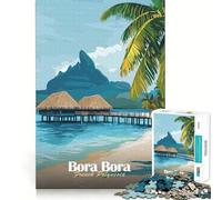 Rompecabezas de 1000 Piezas Bora Bora Paraíso Tropical Diversión con Piezas articuladas,Actividad Cerebral Inteligente,Entretenimiento Relajante,Regalo de cumpleaños 38x26cm