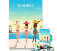 Rompecabezas de 1000 Piezas Bora Bora,Piezas de Ajuste preciso,Juego Divertido y Estimulante,Momento Acogedor y Divertido,decoración navideña 38x52cm