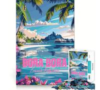 Rompecabezas de 1000 Piezas Bora Bora Polinesia Francesa Edge Play,Juguete para Entrenar la Mente,Juego Lento y Divertido,Regalo de cumpleaños 38x26cm