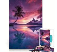 Rompecabezas de 1000 Piezas Bora Bora Puesta de Sol,diseño de Corte preciso,Juego Mental,Regalo fácil de Jugar,Regalo Divertido de cumpleaños 50x75cm