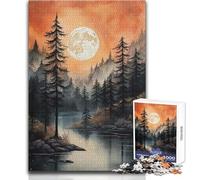 Rompecabezas de 1000 Piezas Bosque de Luna Llena, un pasatiempo Tranquilo y satisfactorio, Juguete de Corte de precisión Entrelazado, tamaño 38x26cm