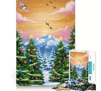 Rompecabezas de 1000 Piezas Bosque nevado navideño para Adolescentes Juguete de lógica Clara Tiempo de Paz Corte Lista de Deseos de Papá Noel (50x75cm)