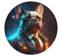 Rompecabezas de 1000 Piezas Boss Bulldog, Rompecabezas Redondo de 1000 Piezas, Ideal para una Noche de Juegos en Familia, decoración del hogar y Regalo para Entrenar el Cerebro, 67,5 x 67,5 cm