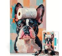 Rompecabezas de 1000 Piezas Boston Terrier con Rollo de Papel higiénico Juego de Ajuste preciso,Juguete Creativo y Divertido,Juego de Paz,Regalo navideño Tranquilo 38x52cm