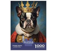 Rompecabezas De 1000 Piezas Boston Terrier The King Rompecabezas para Adultos Juego De Ingenio Carrera De Velocidad De Manos Cumpleaños Y Navidad 70x50cm/1000pcs