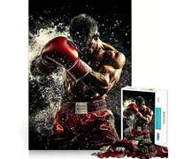 Rompecabezas de 1000 Piezas Boxeador golpeando a través del Agua,Corte Suave,Juego Mental,Regalo,Tiempo de Juego Relajante,Pieza de Arte navideña (50x75cm)