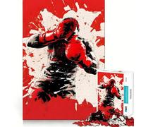 Rompecabezas de 1000 Piezas Boxeador Rojo,Luchador de Boxeo,Bordes Finos,Manualidades,Rompecabezas de Lógica,Juego de Ocio,Tiempo de Entretenimiento,Regalo Divertido de Cumpleaños (38x26cm)