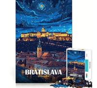 Rompecabezas de 1000 Piezas Bratislava,Eslovaquia Paisaje Nocturno Juego de ingenio preciso Juego de Paz Juego de Navidad Regalo Tranquilo (38x26cm)