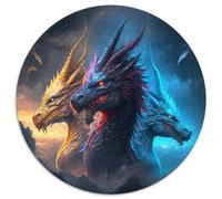Rompecabezas de 1000 Piezas Brave Dragon, Rompecabezas Redondo de 1000 Piezas, Ideal para una Noche de Juegos en Familia, decoración del hogar y Regalo para Entrenar el Cerebro, 67,5 x 67,5 cm.