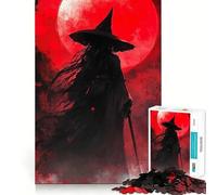 Rompecabezas de 1000 Piezas Bruja bajo la Luna roja diversión cognitiva,componentes Resistentes y de fácil Limpieza Momento de Tranquilidad para ejercitar la Mente en casa (38x26cm)