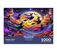 Rompecabezas de 1000 Piezas Bruja - Bruja de Halloween y Calabazas, Juego Estimulante, 38x26cm/1000piezas