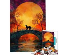 Rompecabezas de 1000 Piezas Brujería Gato Negro Rompecabezas para Adultos Juego de ingenio Decoración de Pared cumpleaños y Navidad (Tamaño 38x26cm)