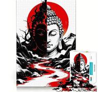 Rompecabezas de 1000 Piezas Buda Dualidad ︰ Rojo,Negro y Blanco Juguete de Corte Premium para ejercitar la Mente Tiempo de diversión y Paz Regalo Ideal para cumpleaños (38x52cm)
