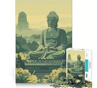 Rompecabezas de 1000 Piezas Buda en el Valle Arte Zen Bordes Lisos Juego de concentración Divertido Juego de Tiempo Acogedor Regalo de cumpleaños (38x26cm)