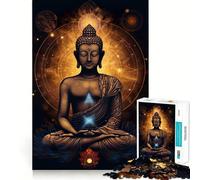 Rompecabezas de 1000 Piezas Buda Mandala Dorado Galaxia Corte Premium Juguete para ejercitar la Mente Tiempo de Paz Diversión Regalo de cumpleaños (38x26cm)