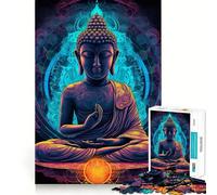 Rompecabezas de 1000 Piezas Buda Mandala Psicodélico Arte Corte Fijo Juego de Lógica Pensamiento Tiempo de Relajación Divertido Regalo de Cumpleaños (38x26cm)