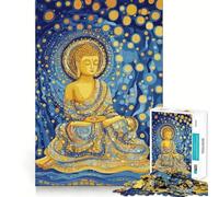 Rompecabezas de 1000 Piezas Buda,Noche Estrellada,Meditación,Póster,Arte,Bordes Lisos,Juego,Concentración,Divertido,Tiempo Acogedor,Juego,Regalo de Cumpleaños (38x52cm)