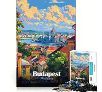 Rompecabezas de 1000 Piezas Budapest,Hungría Ilustración de Paisaje Urbano Arte de Corte nítido Juego de lógica y Pensamiento Tiempo de relajación Regalo Divertido de cumpleaños (38x52cm)
