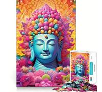 Rompecabezas de 1000 Piezas Budas Sagrada Serenidad Piezas de Corte Limpio Juguete para desarrollar la Capacidad cognitiva Momento de Calma Diversión Arte navideño Exhibición (38x52cm)