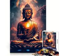 Rompecabezas de 1000 Piezas Buddha Lotus Sacred Flame para Adolescentes Rompecabezas Sharp Recall Relajante Tiempo de Descanso Corte Uniforme (50x75cm)
