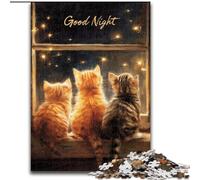 Rompecabezas de 1000 Piezas Buenas Noches Kitty, Juego Creativo Familiar y decoración del hogar, Adolescentes, 50x75cm