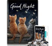 Rompecabezas de 1000 Piezas Buenas Noches Kitty para Adolescentes, Ayuda a ejercitar el Cerebro, Juguetes adictivos para Cultivar la Paciencia, Gran Regalo, 38x26cm