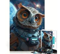 Rompecabezas de 1000 Piezas Búho Astronauta Aventurero para Adolescentes Rompecabezas con Efecto de Memoria, luz Relajante, Imagen para armar (38x26cm)