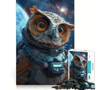 Rompecabezas de 1000 Piezas Búho Astronauta Aventurero para Adultos Ideal para Mejorar la Memoria Un pasatiempo Relajante Corte Firme Fiestas (50x75cm)