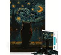 Rompecabezas de 1000 Piezas Búho bajo el Cielo Estrellado para Adolescentes Ideal para estimular la Memoria, Jugar y Relajarse Bordes Ajustados Regalo Premium (50x75cm)