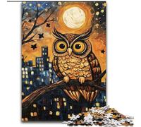Rompecabezas de 1000 Piezas Búho bajo la Luna para Adultos, 1000 Piezas, decoración artística, Juguete de Inteligencia para Juegos Familiares en Interiores (tamaño 50x75cm)