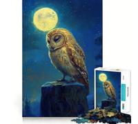 Rompecabezas de 1000 Piezas Búho bajo la luz de la Luna para Adolescentes Juguete Que estimula la lógica y Alivia la tensión Borde de Calidad Artículo de Santa Claus (50x75cm)