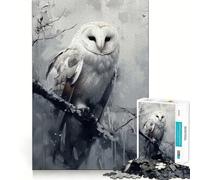 Rompecabezas de 1000 Piezas Búho Blanco en la Niebla para Adultos Juego de Habilidad Mental Corte láser para un Ajuste Actividad gratificante para días lluviosos (38x26cm)
