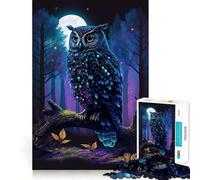 Rompecabezas de 1000 Piezas Búho en el Bosque Nocturno para Adolescentes Ideal para estimular la Memoria, Jugar y Relajarse Bordes Ajustados Regalo Premium (50x75cm)