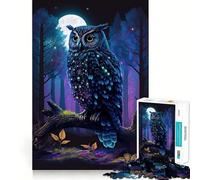 Rompecabezas de 1000 Piezas Búho en el Bosque Nocturno para Adolescentes Juguete de Habilidad para un Momento de Tranquilidad Corte preciso Regalo increíble (38x52cm)