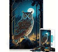 Rompecabezas de 1000 Piezas Búho en el Bosque Nocturno para Adultos Juguete para ejercitar la Mente Tiempo Libre Diseño nítido Regalo increíble (38x26cm)