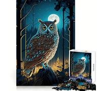 Rompecabezas de 1000 Piezas Búho en el Bosque Nocturno para Adultos Juguete para ejercitar la Mente Tiempo Libre Diseño nítido Regalo increíble (38x26cm)