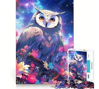 Rompecabezas de 1000 Piezas Búho Entre Flores por la Noche para Adolescentes Lógica Clara, Juguete Relajante, Corte Perfecto, Regalo conmovedor (38x52cm)